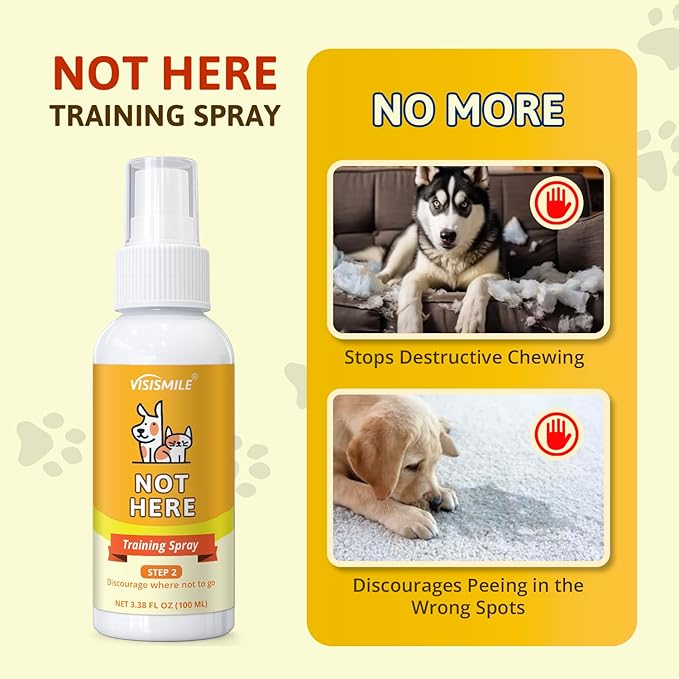 Dog Potty Training Spray Kit: Here Potty Trainer & Not Here Bitter Deterrent Spray - Anti Chew Stop Peeing Urine Marking - Indoor & Outdoor Grass Pad Toilet Spot Odor Repellent for Puppies Dogs