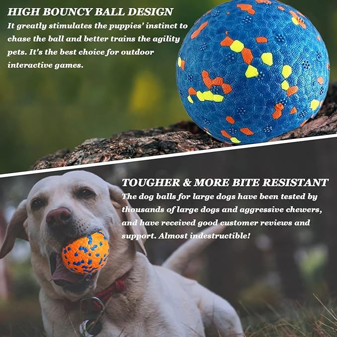CAISHOW 3Pack Dog Ball Toys Indestructible Float On Water Fetch Bouncy Durable Solid Rubber Ball for Puppy Small and Medium Dogs Playing Toys (3Pcs-2.55'')