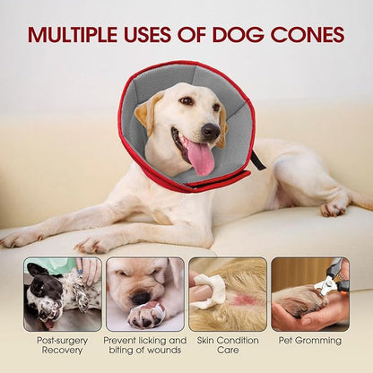 Dog Cone Collar After Surgery for Large Dogs, Adjustable Soft Cone for Dogs to Stop Licking, Professional Elizabethan Collar for Pet, Recovery Cones for Wound Healing & Hot Spots