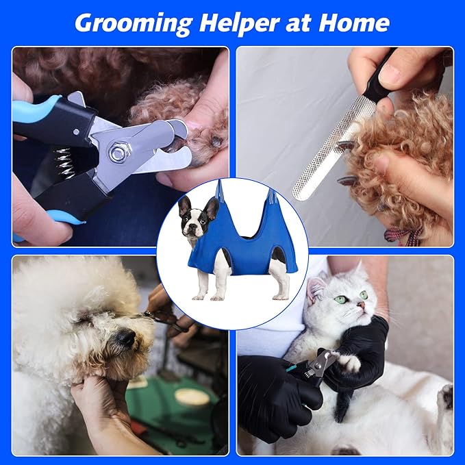 ATESON Pet Grooming Hammock for Small Dogs & Cats with Nail Clippers/Nail Trimmers/Grooming Scissors, Dog Grooming Harness for Nail Trimming, Pet Grooming Sling Helper