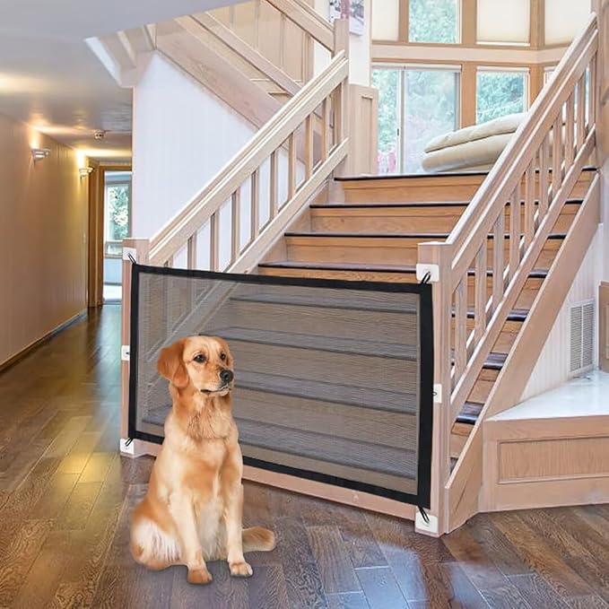 NWK Pack of 2 Magic Dog Gate for Stairs Pet Gate for The House Providing a Safe Enclosure for Pets to Play and Rest, 6 Hooks Design (2, 38'' X 30'')