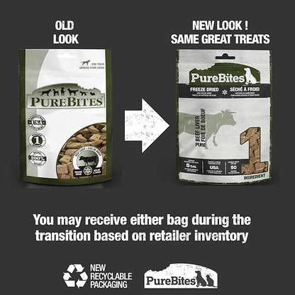 PureBites Beef Freeze Dried Dog Treats, 1 Ingredient, Made in USA, 26oz (Packaging May Vary)