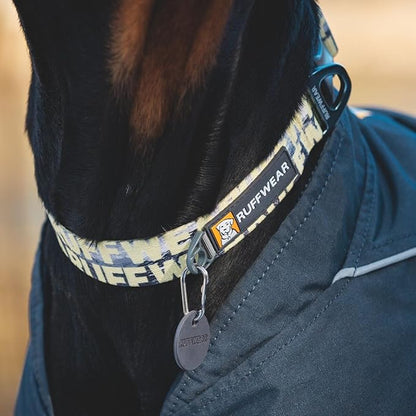 Ruffwear, Front Range Dog Collar, Adjustable Tubelok Webbing, Lightweight, Side Release Buckle, Aluminum V-Ring, Durable for Everyday Use, Mountains Logo, 11"-14"