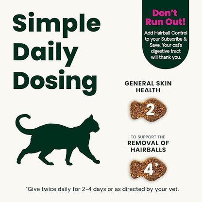 VetriScience Hairball Control Chews for Cats, Omega-3 and Fiber Supplement, Support Digestion and Skin and Coat, Tasty Small Bites, Chicken, 60 Count