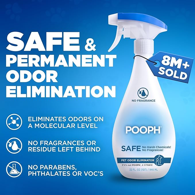 Pooph Pet Odor Eliminator, 32oz - Eliminates Odors at the Molecular Level, Dogs, Cats, Freshener, Eliminator, Urine, Poop, Pee, Deodorizer, Natures, Puppy, Fresh, Clean, Furniture, Potty