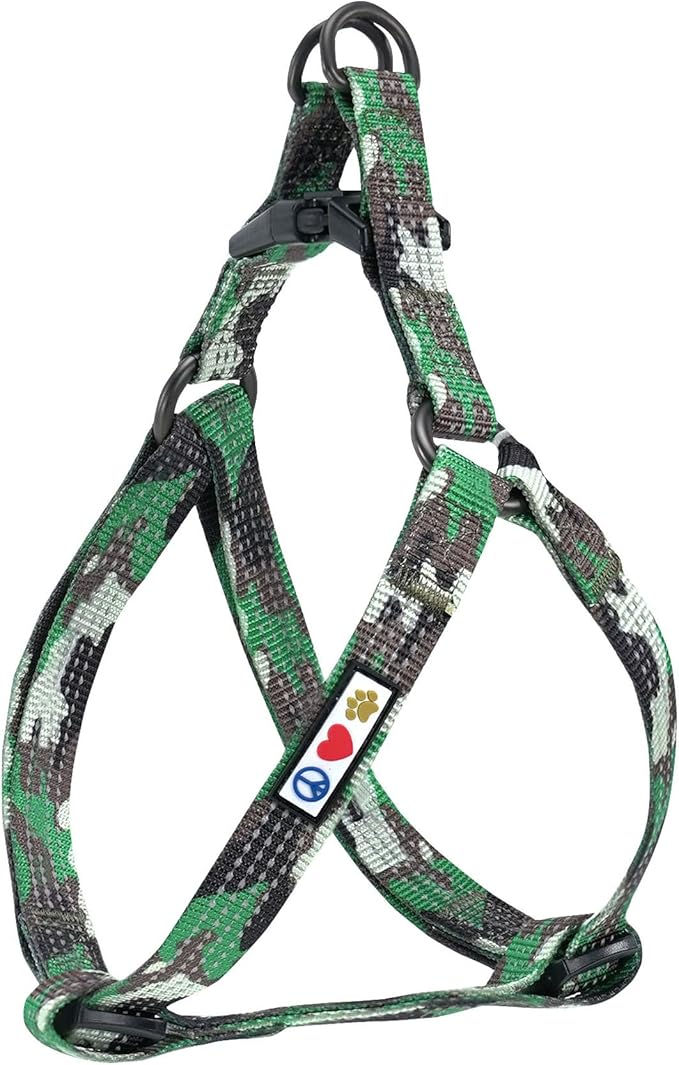 Pawtitas Reflective Step-in Dog Harness – Adjustable No-Pull Vest for Puppies to Seniors, Safe & Comfortable, XS Camo Green