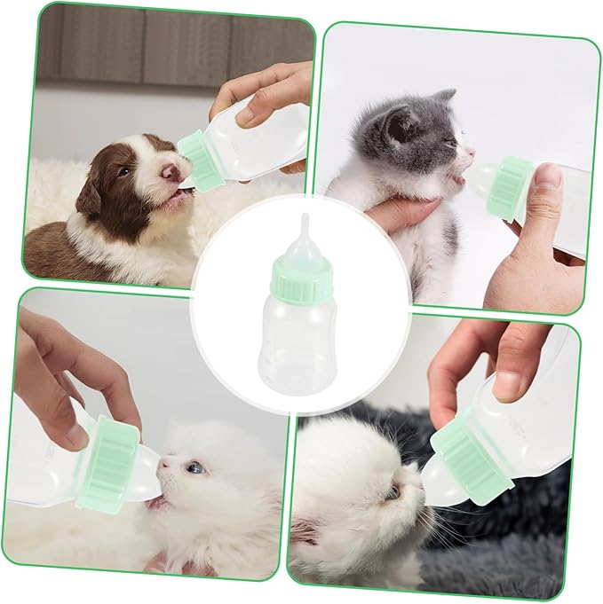 ORFOFE Small Pet Nursing Bottle Kit for Puppies Kittens Rabbits Soft Nipple Feeding Milk Bottle for Pets Portable Lightweight for Dogs Cats