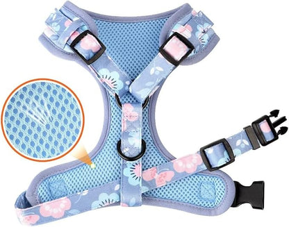 Beirui Cute Girl Dog Collars, Harnesses & Leashes Set - Adjustable Dog Collar and Leash Set with Flower - Soft Mesh Dog Vest Harness for Puppies Small Medium Dogs (Purple,XS)