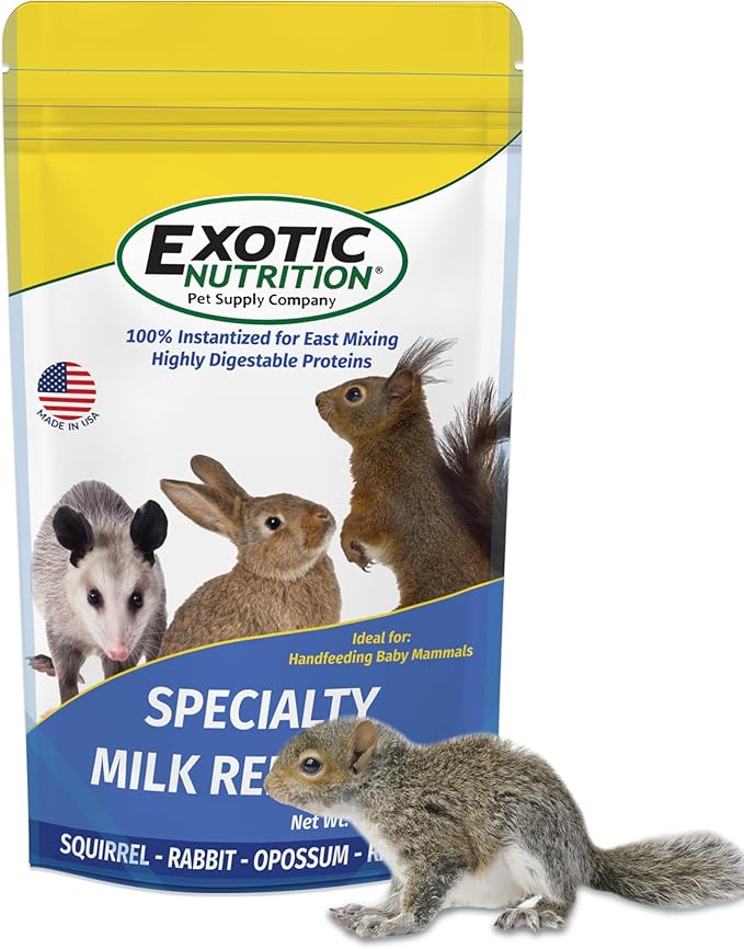 Milk Replacer - Healthy Powdered Formula Ideal for Baby Squirrels, Rabbits, Opossums, Raccoons | 100% Instantized for Mixing Digestible Proteins | 8.8oz (Specialty Milk Replacer 8.8 oz.)
