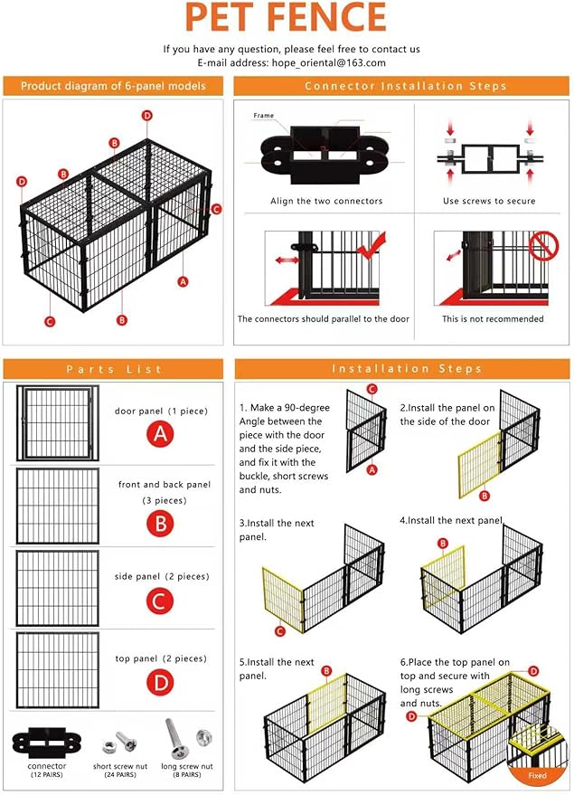 XPIY Large Dog Crate – 59 Inch Metal Kennel for Medium and Small Dogs, Safe Indoor & Outdoor XL Big Puppy Cage, Pet Playpen Yard, Dog Fence Playpen Easy Assembly (Black, 59 Inch)