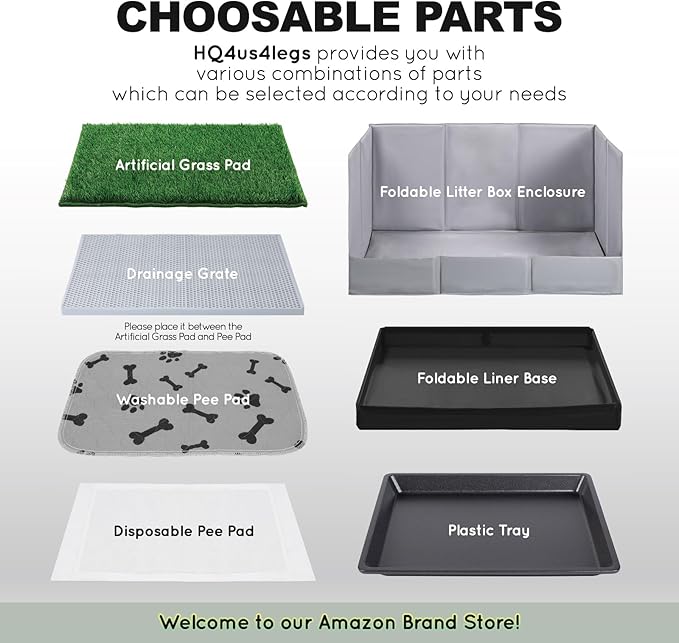 HQ4US 4LEGS Dog Litter Box, Pee Pad Holder Foldable, 22''x 22'' Indoor Dog Potty Tray for Medium Dogs, High Walls, Seamless, No Assembly, Waterproof, Easy to Clean, No Spill,Portable for Travel