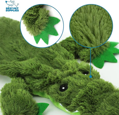 Best Pet Supplies 2-in-1 Stuffless Squeaky Dog Toys with Soft, Durable Fabric for Small, Medium, and Large Pets, No Stuffing for Indoor Play, Holds a Plastic Bottle - Alligator, Large (Pack of 3)