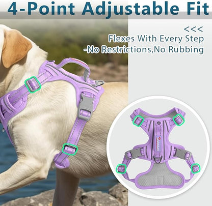BARKBAY Dog Harness No Pull Oxford with ID Tag Pocket - Heavy Duty, Reflective, Easy Control for Large Dogs(Violet Purple Oxford,XL)
