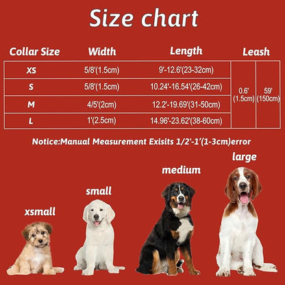Christmas Dog Collar and Leash Set Girls Adjustable Puppy Collars with Christmas Bow Tie for Small Medium Large Female Dogs, Red Santa Claus, L