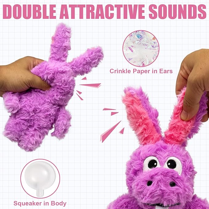 Donkey Squeaky Dog Toys to Keep Them Busy, Stuffed Plush Girl Dog Toy Birthday Gift Crinkle Pet Puppy Tug Toy for Small Medium Large Dogs (Purple)