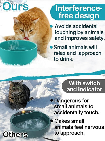 3.2L Heated Water Bowl for Outdoor Dogs Cats - 30W Thermostatic Control Heating Pet Bowl with 6.6Ft Bite-Proof Cord for Winter Chickens