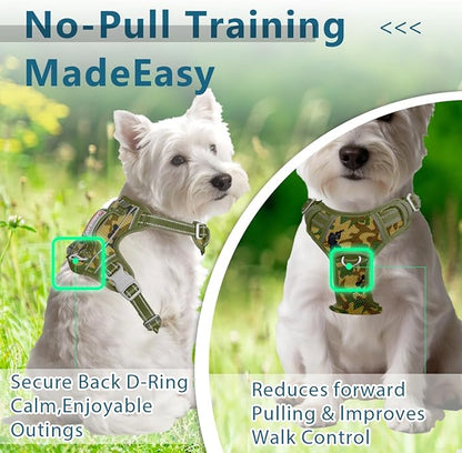 BARKBAY Dog Harness No Pull with ID Tag Pocket - Heavy Duty, Reflective, Easy Control for Large Dogs(Camo,XS)