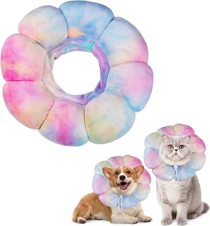 Dog Collar Cone Soft, Adjustable Cute Flower Shape for Claming Dog Cat Cone After Surgery, Pet Recovery Anti-Lick Collar