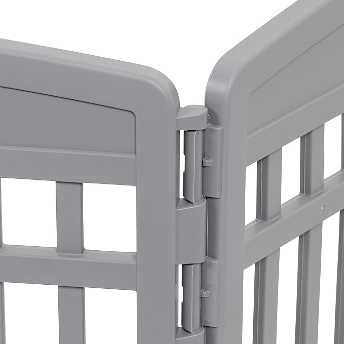 IRIS USA 24" Dog Playpen 6-Panel Pet Exercise Pen with Door Gate 61x61x24 Puppy Play Pen Indoor Outdoor Plastic Heavy Duty Foldable Portable Pet Fence for Small Medium Dogs Puppies Multiple Pets Gray