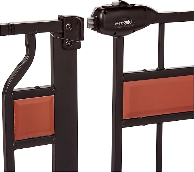 Regalo Safety 37" Extra Tall Baby Gate for Doorways & Bottom of Stairs, Wood Accent Pressure Mounted Gate with Door for Babies, Toddlers & Pets, Tested & Safe for 30 Years, American Designed and Owned