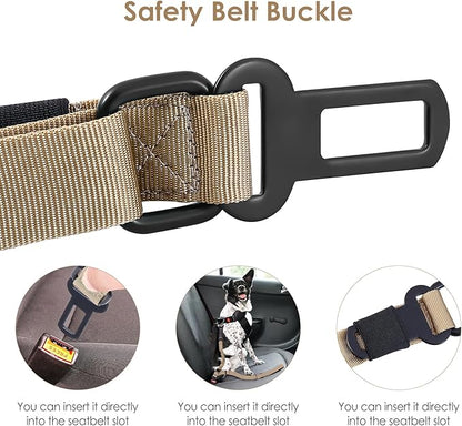 Hotsky Tactical Dog Leash Heavy Duty for Medium Large Dogs that Pull,4-6Ft Strong Bungee Shock Absorbing No Pull Dog Leash with Padded Double Handle and Car Seatbelt,Khaki