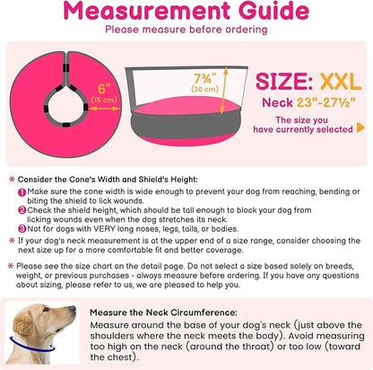 BARKLESS Dog Donut Collar, 2-in-1 Inflatable Dog Collars for After Surgery to Stop Licking Wounds, Patented Protective Donut Cone with High Shield for Large Pets (Hot Pink, XXL)