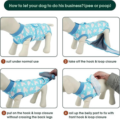 Kuoser Recovery Suit for Dogs Cats After Surgery, Professional Pet Recovery Shirt Dog Abdominal Wounds Bandages, Substitute E-Collar & Cone,Prevent Licking Dog Onesies Pet Surgery Recovery Suit