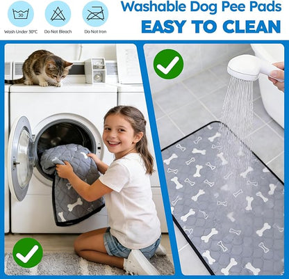 Washable Pee Pads for Dogs, Absorbent Reusable Puppy Training Pads, Leakproof, Non-Slip, Waterproof Cat Doggie Pad Pet Potty Mat for Indoor&Outdoor, Whelping, Playpen, Crate, Gray 28"x40"