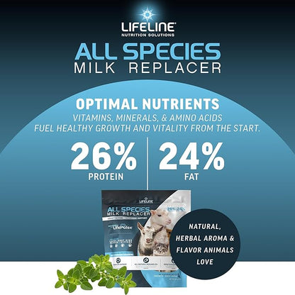ANNUSO LIFELINE All Species Milk Replacer 26:24, 4lb Bag - Milk Formula with LifePulse - For Kittens, Puppies, Goat Kids, Lambs - Immune, Digestive, Respiratory Support - Easy-Mix Powder