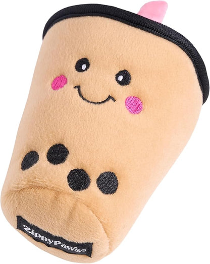 ZippyPaws NomNomz - Dog Squeaky Toys to Keep Them Busy, Funny Food Plush for Small & Medium Dogs, Cute Stuffed Puppy Toy, Pet Products, Gift for Dogs of All Breeds, Soft and Cuddly - Boba Milk Tea