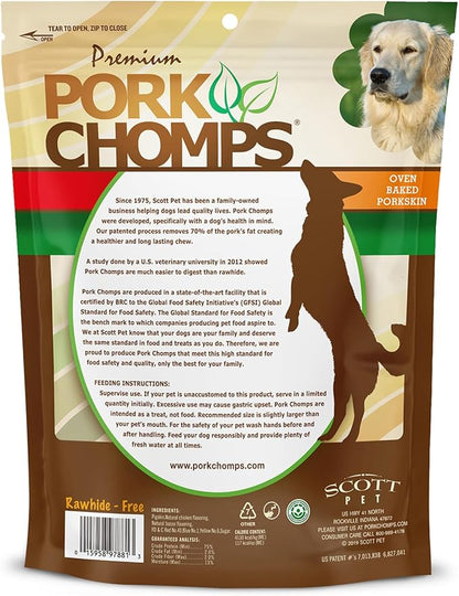 Pork Chomps Baked Pork Skin Dog Chews, 6 Inch Twists, 24 Count - Assorted Flavors - Long-Lasting Treats for Dogs - High Protein, Rawhide-Free, Low Fat, Healthy & Delicious Chews