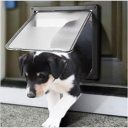 pet Door, Strong Lockable Dog Door with Privacy Protection Flap Gate Pet for Big Small Dogs Safety Doors Easy to Install(Black,Large)