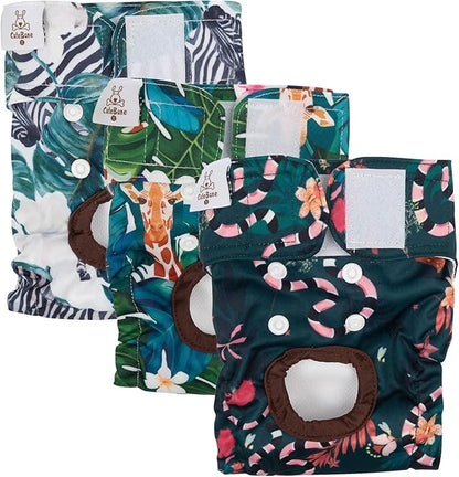 CuteBone Dog Diapers Female Washable Small Medium Large 3 Pack Reusable Doggie Diapers Puppy Period Pants for Doggy Heat Cycle Peeing