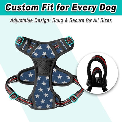 BARKBAY Dog Harness No Pull Mesh for Small Dogs - Adjustable, Reflective, Comfortable, No Choke, Heavy-Duty - Perfect for Outdoor Training, Walking, and Hiking - Strong & Durable- XS & Blue Star Mesh