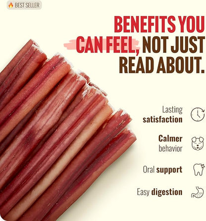 Natural Farm Odor-Free Select Bully Sticks, (12-Inch, 1-Pound), Hand Selected for Consistent Thickness, 100% Beef Pizzle Dog Chews, Fully Digestible, High Protein, Best Dental Treats