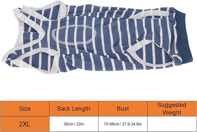 Dog Recovery Suit Stretchy Breathable Adjustable Collar Pet Post Surgery Shirt Abdominal Wound Protection (2XL)