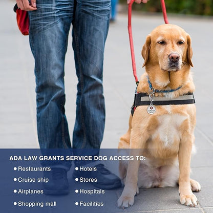 Service Dog Tag/ESA Animal Tag - Double Sided with Federal Protection & Red Medical Alert Symbol| Easily Attach to Collar, Harness, Vest | Service Dog Identification Tag