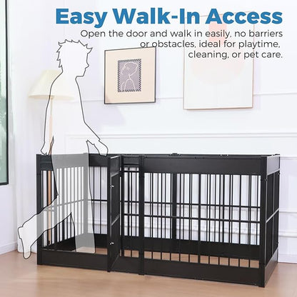 Dog Playpen, 31.5" Height Dog Pen Indoor, Heavy Duty, Safe and Sturdy, Furniture Style Puppy Pen (12 Panels (31.5" High), Black)