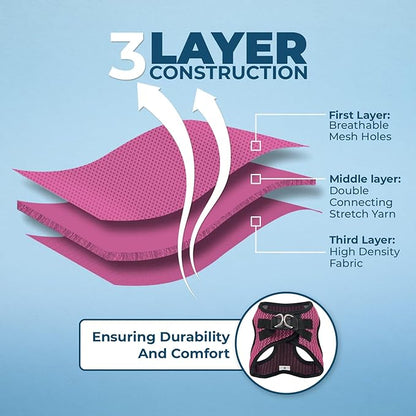 Best Pet Supplies Voyager Step-in Air Harness - All Weather Mesh, Reflective, No Pull Harness for Dogs, Cats - Secure with Hook & Loop Fastener, Buckle, Double D-Rings - Fuchsia 2-Tone, M