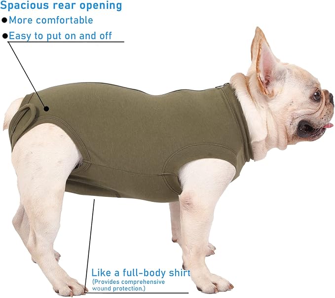 Dog Surgery Recovery Suit - After Spay, Abdominal Wounds Post Surgical Recovery, Anti Licking Breathable Dog Onesies for Small, Medium & Large Pet, Alternative Bandages Cone E-Collar
