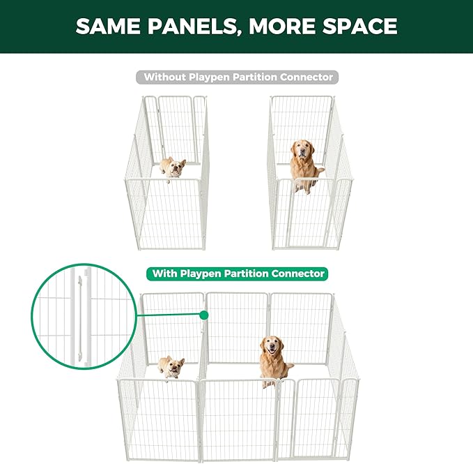 FXW Homeplus Unleashed Indoor Dog Playpen - Stress-Free and Safe Play, Heavy Duty 40 Inch 12 Panels with Connectors (Pack of 2) for Puppy and Small Dogs, White│Patented