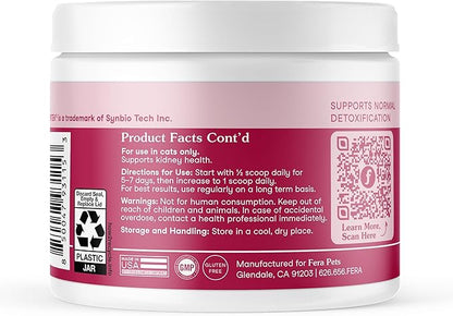 Fera Pets Cat Kidney Support Powder with Antioxidants & Probiotics - Enhances Renal Health & Function - Promotes Regular Detoxification - 60 Scoops