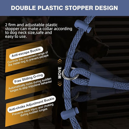 Lynxking Dog Leash Slip Lead Reflective Breathable Rope Comfortable Strong No Pull Slip On Pet Training Lead for Dogs (Pack of 2)