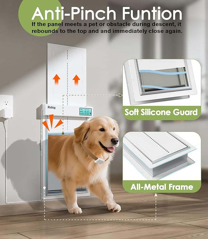 Automatic Dog Door for Wall with Collar Sensors, XLarge Smart Pet Door for Wall, Custom Scheduling & Anti-Pinch, Fits Extra Large Dogs up to 200 lbs(X-Large)