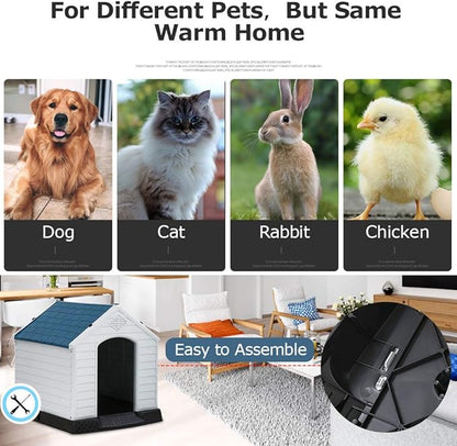 BestPet Dog House Indoor Outdoor Insulated Kennel Durable Plastic Dog House for Small Medium Large Dogs Weather & Water Resistant Pet Crate with Air Vents and Elevated Floor