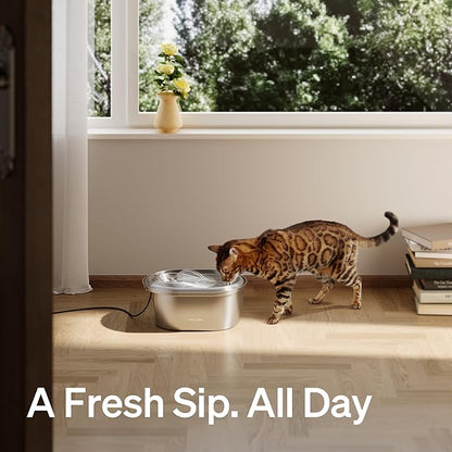 PETLIBRO Stainless Steel Cat Water Fountain, 101oz/3L Pet Water Fountain for Cats Inside, Food-Grade Dog Water Fountain, Automatic Cat Water Dispenser