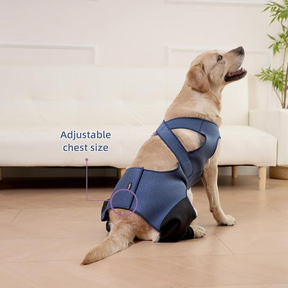 Dog Hind Leg Recovery Sleeve Dog Recovery Suit Breathable Sleeve to Stop Licking and Biting Firm and Secure, Adjustable Size, Comfortable Alternative to Cone Collars (Rear Both Leg，Small)