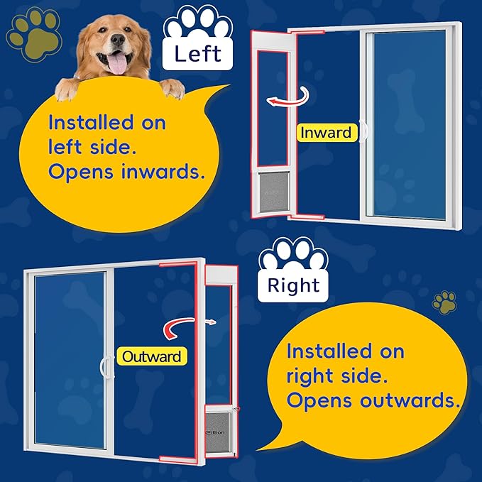 Medium Dog Door for Sliding Glass Doors, Adjustable Height 75 7/8" to 81", All-Metal Framed, Perfect for Medium Pets Up to 40 Pounds