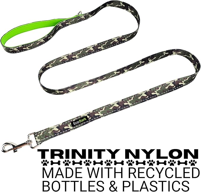 EcoBark Dog Leash - Soft & Reflective Comfort Leashes with Padded Handle - Safe, Strong, & Durable for Small, Medium or Large Dogs (Camo)