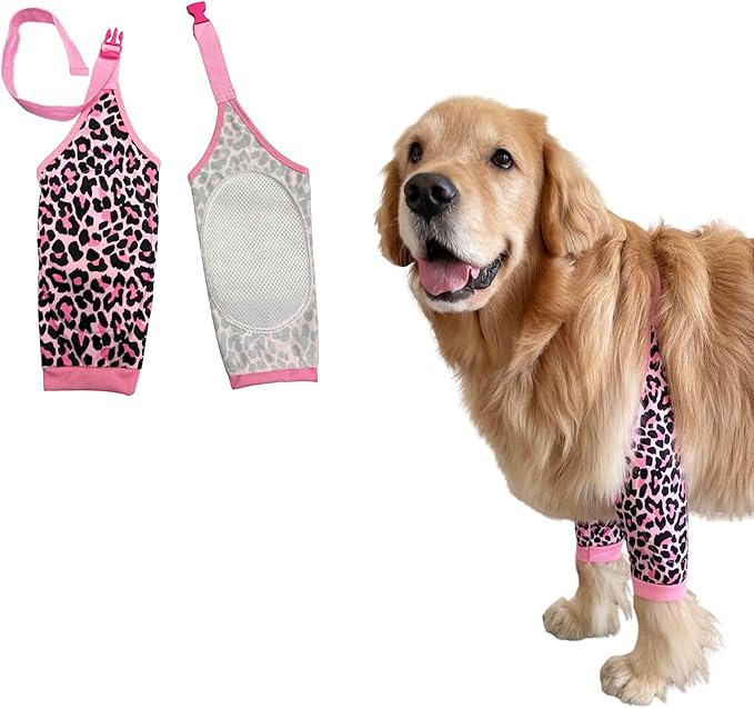 HDKUW Dog Elbow Protector, Dog Front Leg Recovery Sleeve for Prevent Licking Wound, Elbow Sleeves with Mesh Pad for Medium Large Dogs
